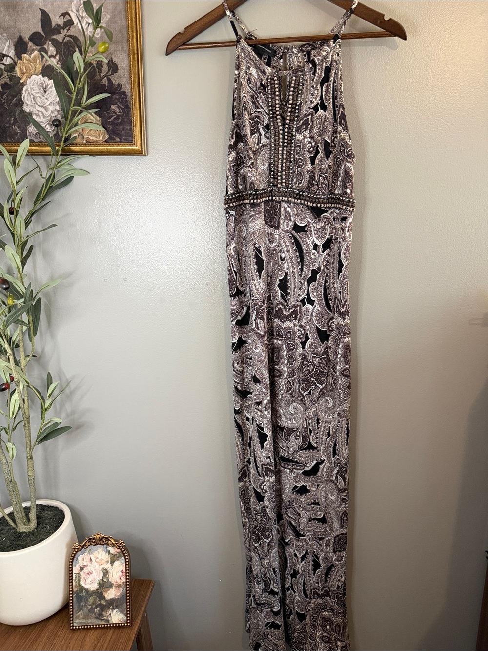 INC International Concepts Beaded Paisley Maxi Dress Medium Boho Resort - Picture 4 of 8